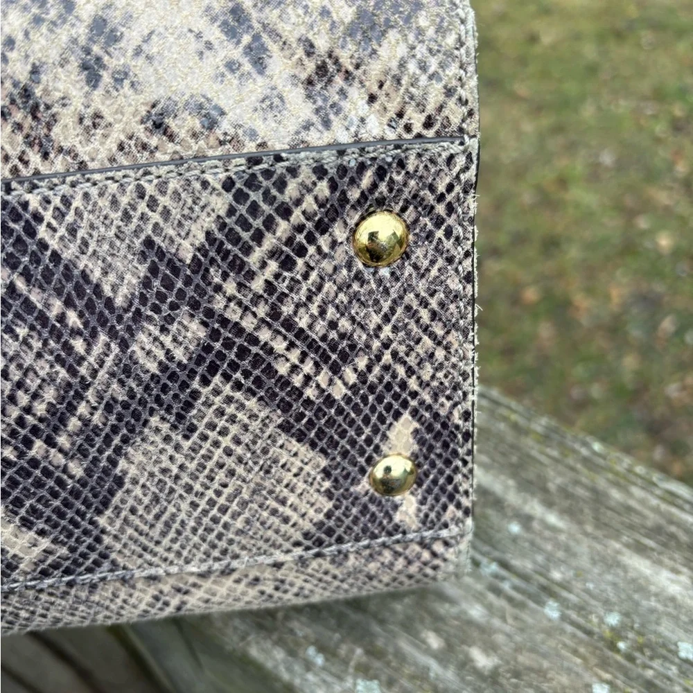 Michael Kors Gray and Tan Snake Print Satchel/Shoulder Bag